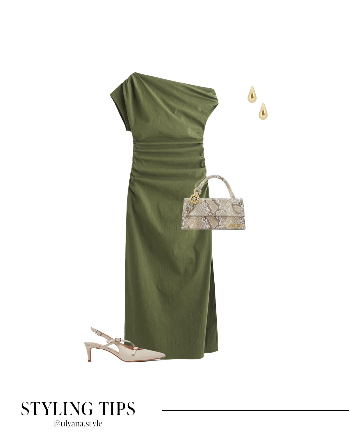 Style this stunning off-the-shoulder draped midi dress with chic slingback heels and statement earrings. Ideal for a fall wedding or holiday soirée, simply add a long coat to keep warm as the temperatures drop!
.
.
.
.
.
.
.
#LTKSeasonal #LTKHoliday #LTKU #LTKSaleAlert #LTKGiftGuide #LTKWorkwear #LTKTravel #LTKShoeCrush #LTKItBag #LTKWedding 

Fall outfits | fall dress | dresses for wedding guest | dresses cocktail | dresses party | fall midi dress | wedding guest dress | olive green dress | holiday outfits | holiday dress | fall heels | closed toe heels | white heels | holiday heels | wedding guest heels | fall bags | designer bags | date night outfit | dinner outfit 


#LTKFindsUnder50 #LTKStyleTip #LTKFindsUnder100