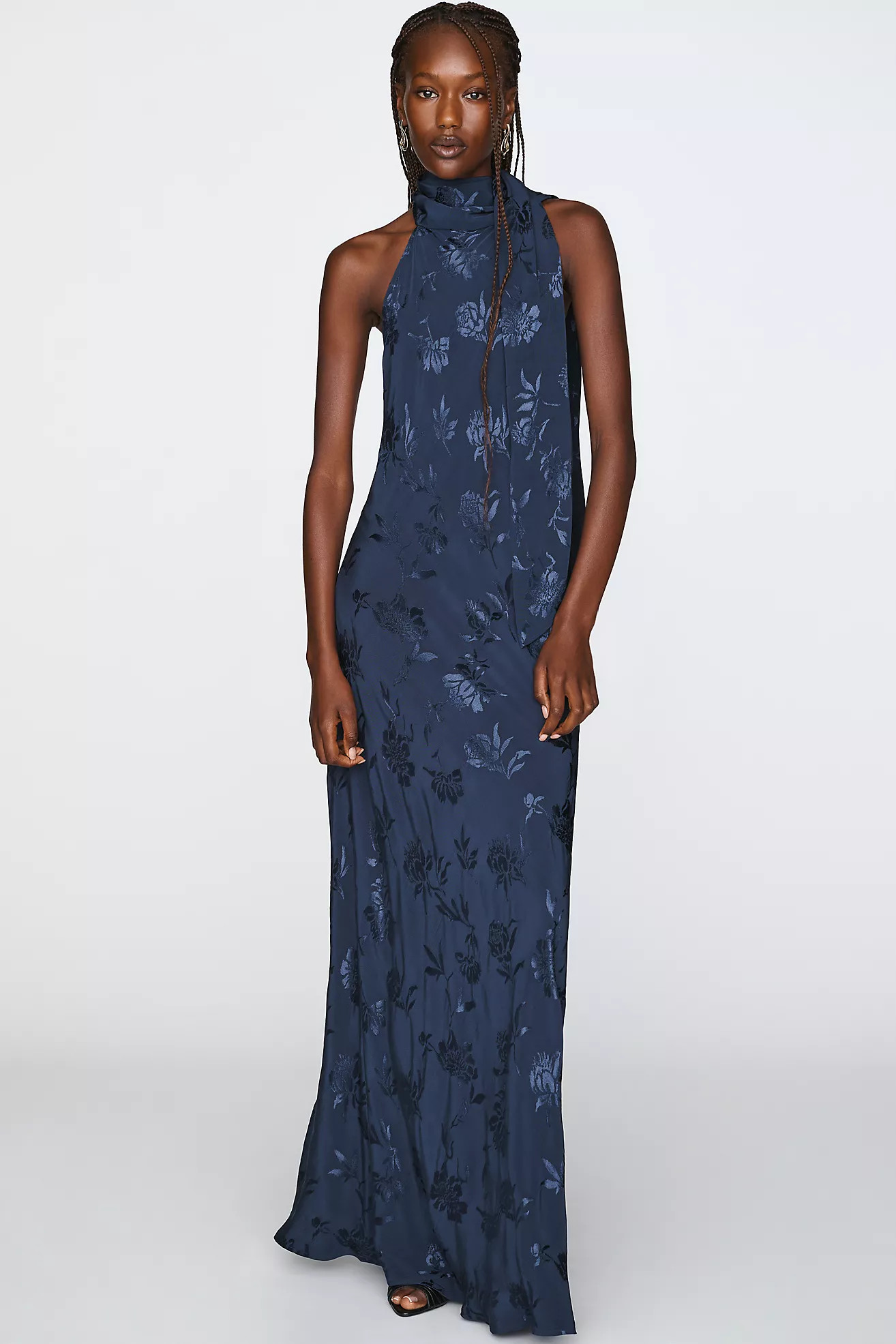 By Anthropologie Jacquard Halter Midi Dress | Anthropologie (US)