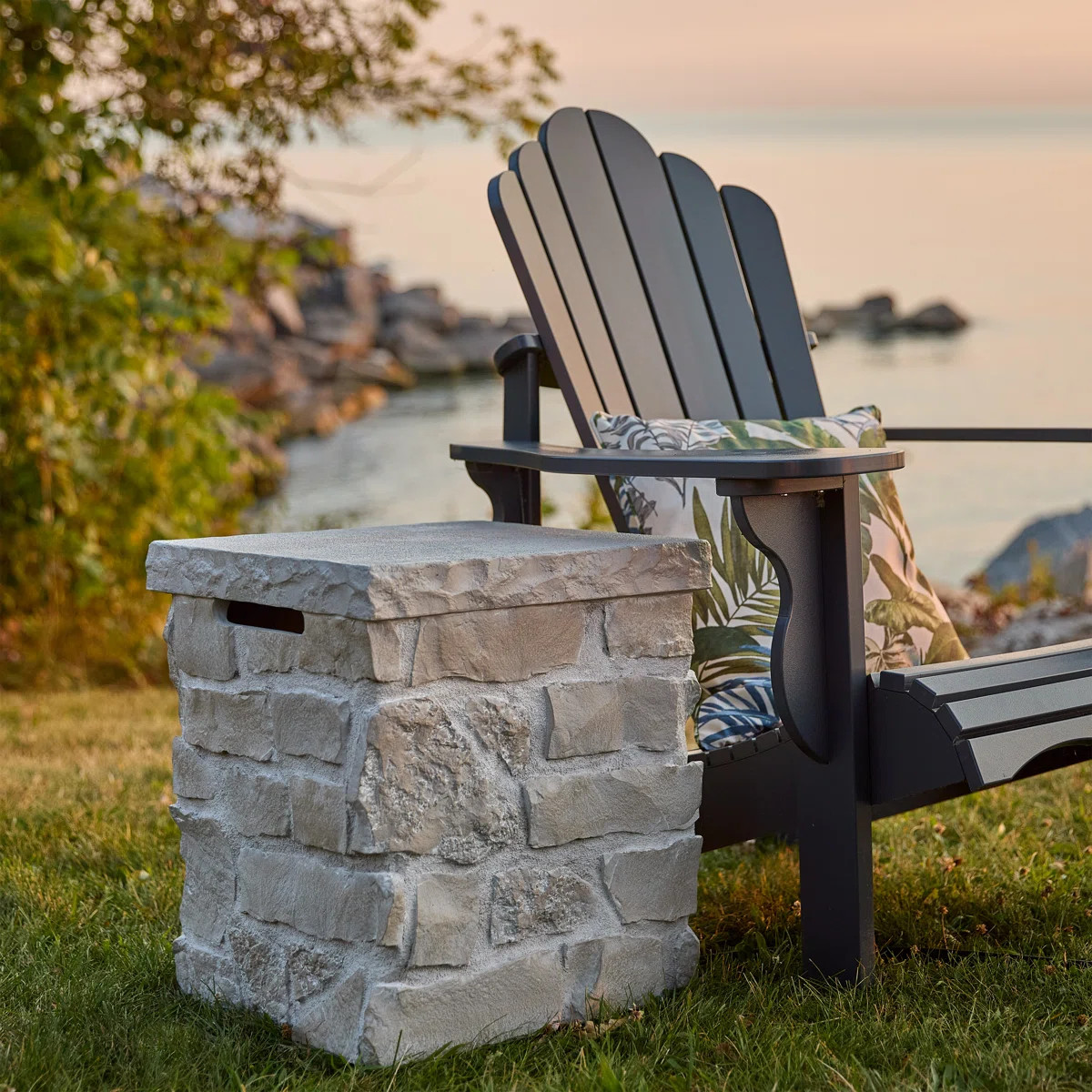 Scottsdale Stone Propane Tank Cover And Side Table In Beige By Real Flame | Wayfair North America