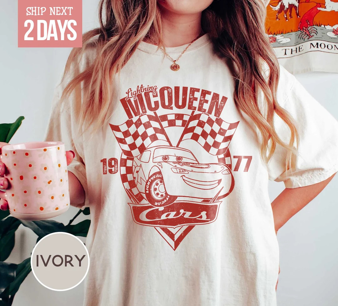 Disney Cars Shirt, Light McQueen Shirt, Car Pixar Shirt, McQueen 1977, Disney Cars Land Shirt, Gi... | Etsy (US)