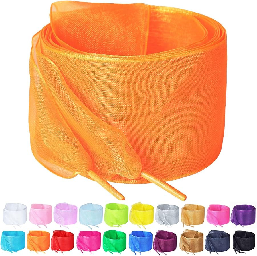 Booyckiy 2 Pairs Ribbon Shoe Laces for Women, 4cm Wide Tulle Shoelaces | Amazon (US)