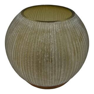 Brown 8 in. Decorative Ribbed Round Glass Vase | The Home Depot