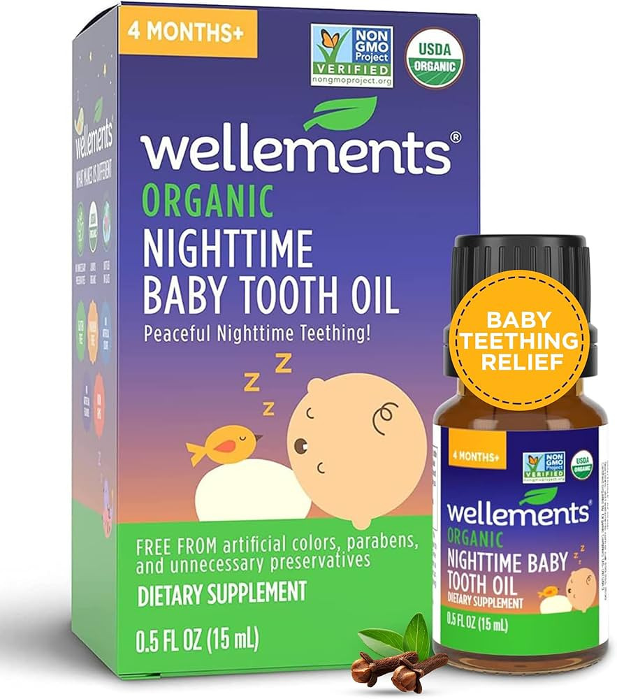 Wellements Organic Nighttime Baby Tooth Oil for 4 Months+ (0.5 Fl Oz) - Baby Teething Relief Oil*... | Amazon (US)