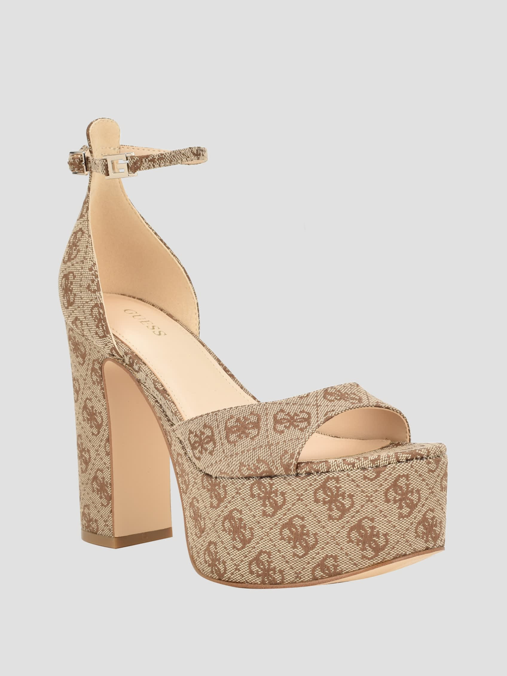 GUESS Ankle Strap Logo Platform Heels | Guess (US)
