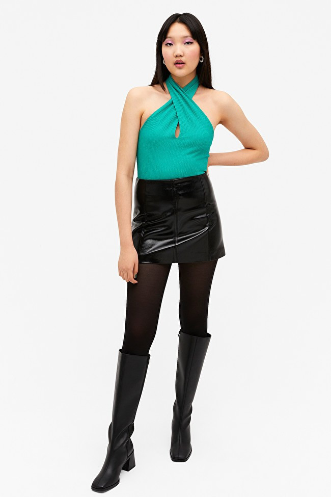 Crepe halterneck top | Monki