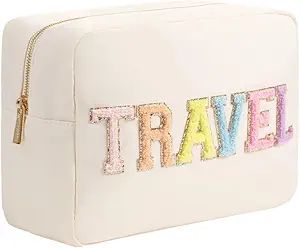 YogoRun Super Large Glitter Letters Patches Makeup Pouch Travel Cosmetic Pouch Makeup Bag Cosmeti... | Amazon (US)