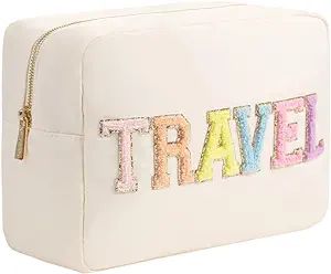 YogoRun Super Large Glitter Letters Patches Makeup Pouch Travel Cosmetic Pouch Makeup Bag Cosmeti... | Amazon (US)