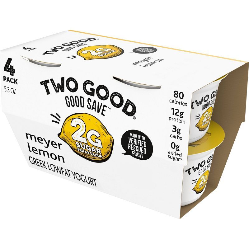 Two Good Good Save Low Fat Lower Sugar Meyer Lemon Greek Yogurt - 4ct/5.3oz Cups | Target