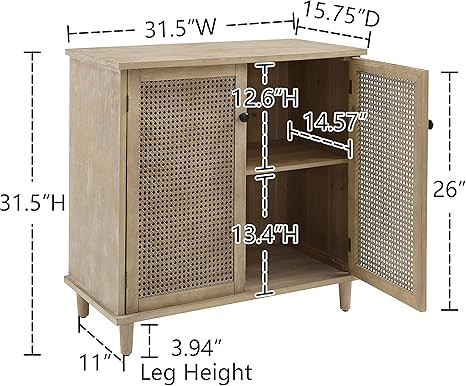 Volans Accent Storage Cabinet with Woven Rattan Wicker Doors, Sideboard Buffet Cabinet for Entryw... | Amazon (US)