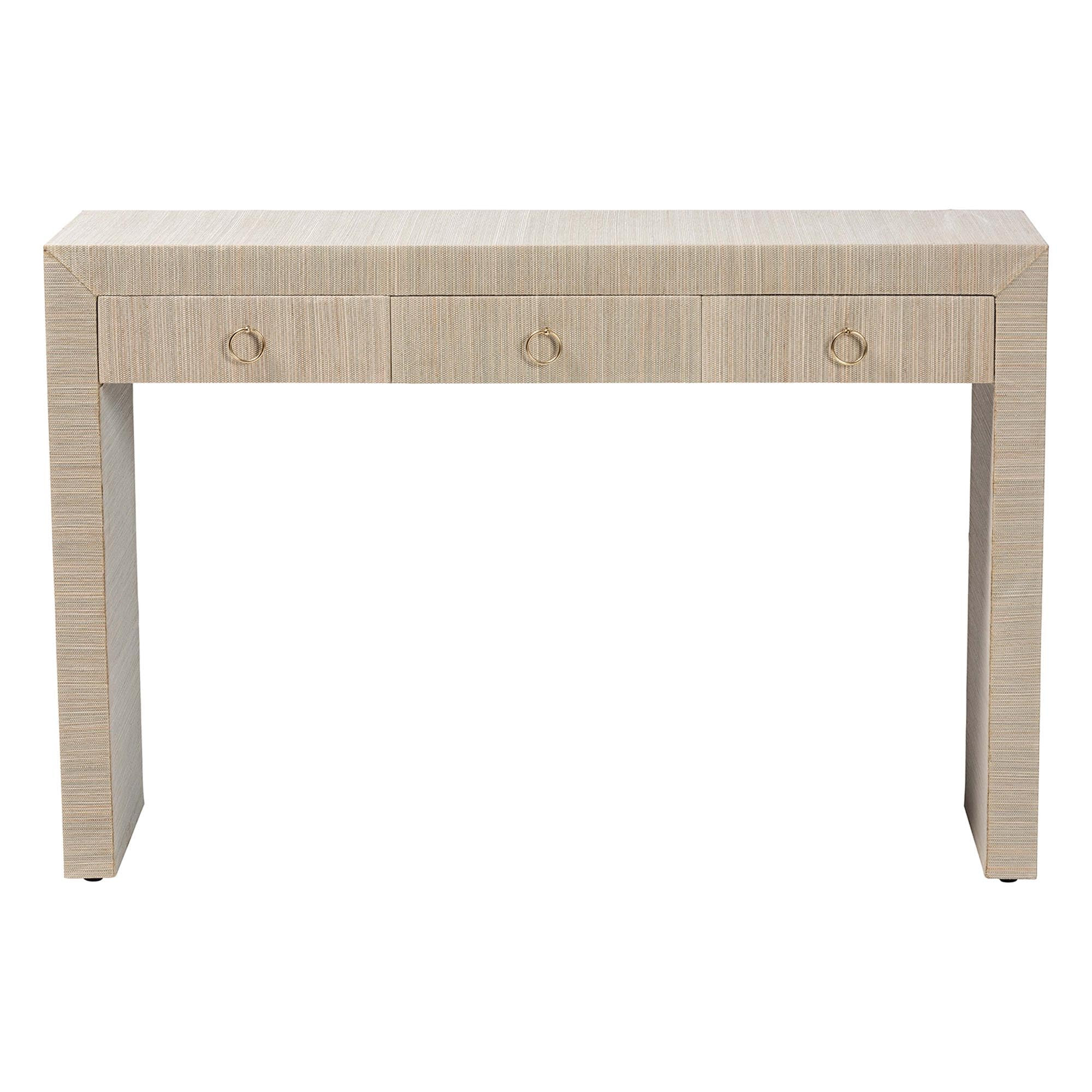 bali & pari Cielo Grasscloth Console Table, 3-Drawer, Natural/Gold | Amazon (US)