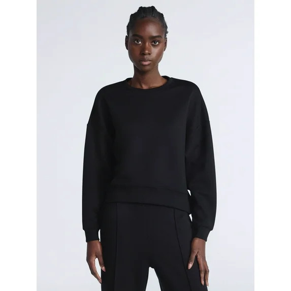 Scoop Women's and Women's Plus New Scubaknit Cropped Sweatshirt with Drop Sleeves, Sizes XS-4X | Walmart (US)