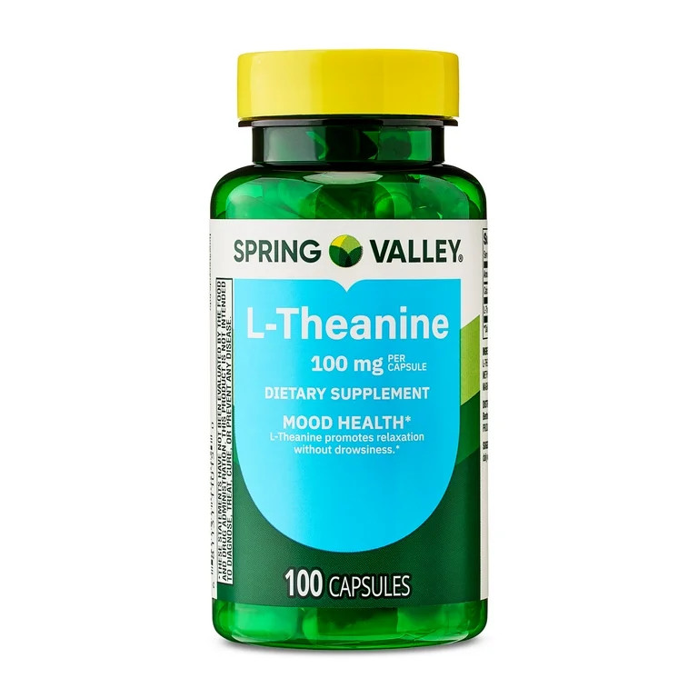Spring Valley L-Theanine Dietary Supplement Capsules for Mood Support, 100 mg, 100 Count | Walmart (US)