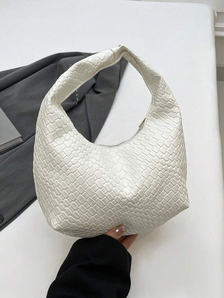 Krokodil- Und Stein-Muster Damen Bag-Set, Modische Einfarbige Schultertasche, Stilvolle Reißverschluss-Halbmond-Handtasche Und Geldbörse | SHEIN