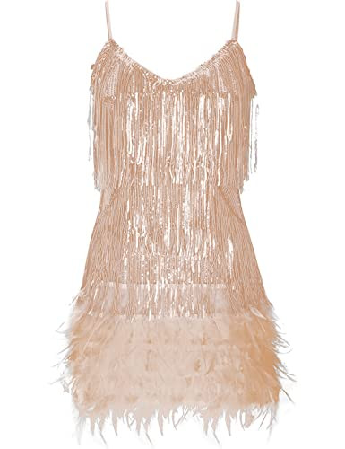 Women's Sequin Cocktail Dresses 1920s Flapper Dress Gatsby Fringe Mini Dresses Feather Prom Party... | Amazon (US)