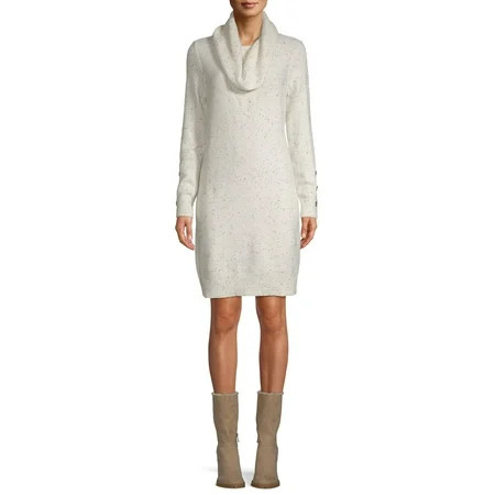 Time and Tru Cowl Neck Dress with Button Detail Women's | Walmart (US)