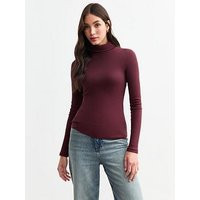 New Look Burgundy Rib Roll Neck Top, Red, Size 12, Women | Very (UK)