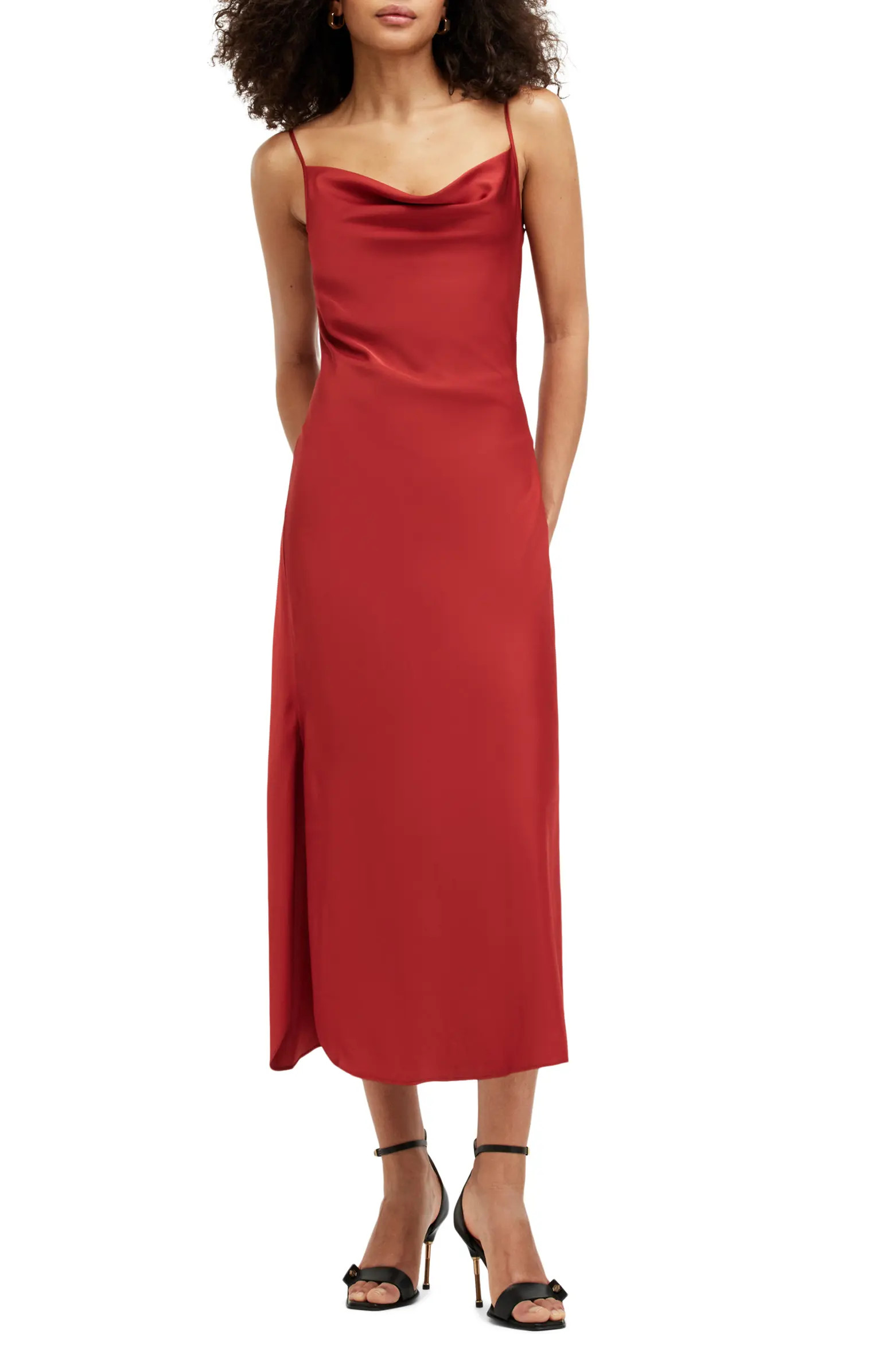 AllSaints Hadley Cowl Neck Stretch Satin Slipdress | Nordstrom | Nordstrom