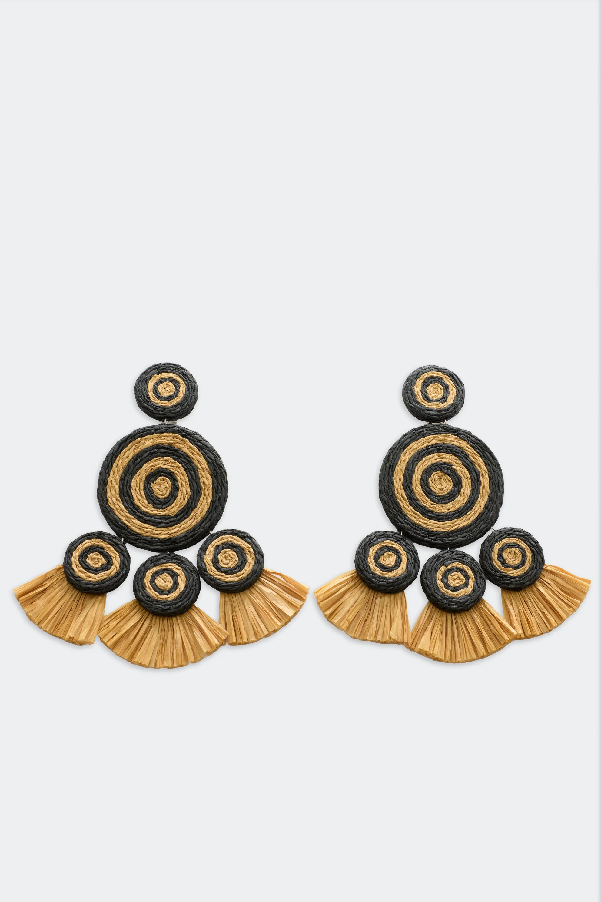 Raffia Fringe Deco Earring in Black/Natural | Simon Miller