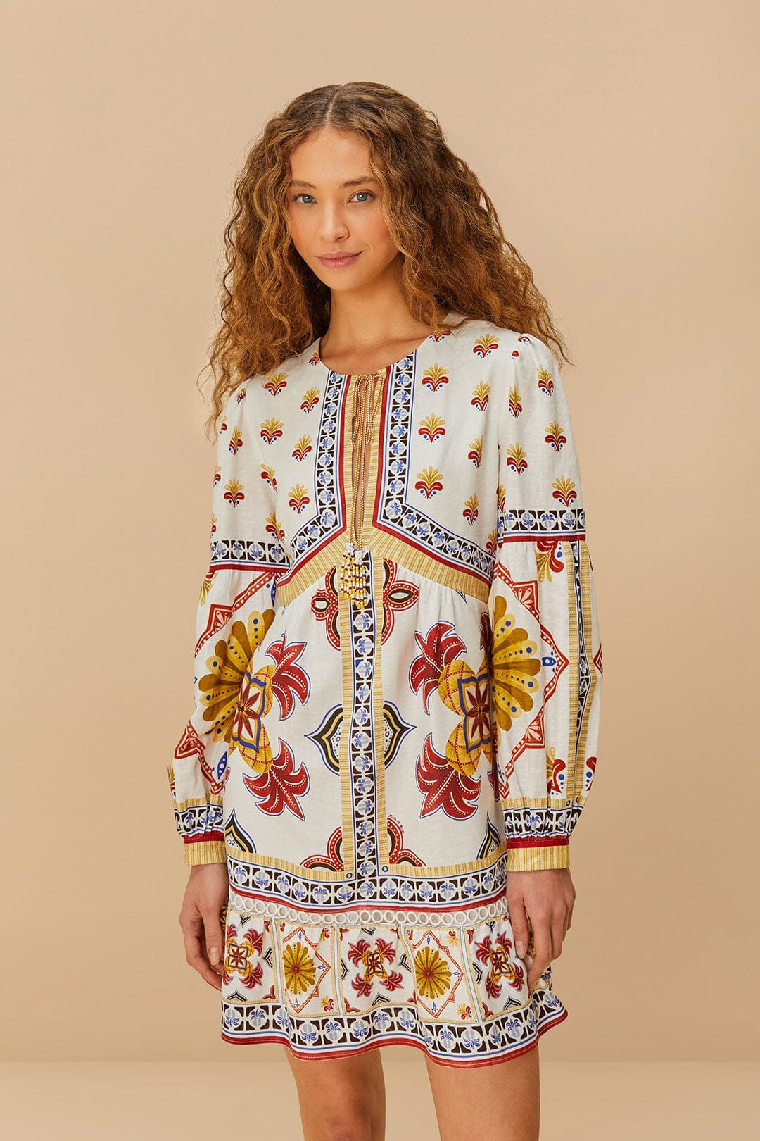 Off-White Marys Tiles Mini Dress | FarmRio (US)