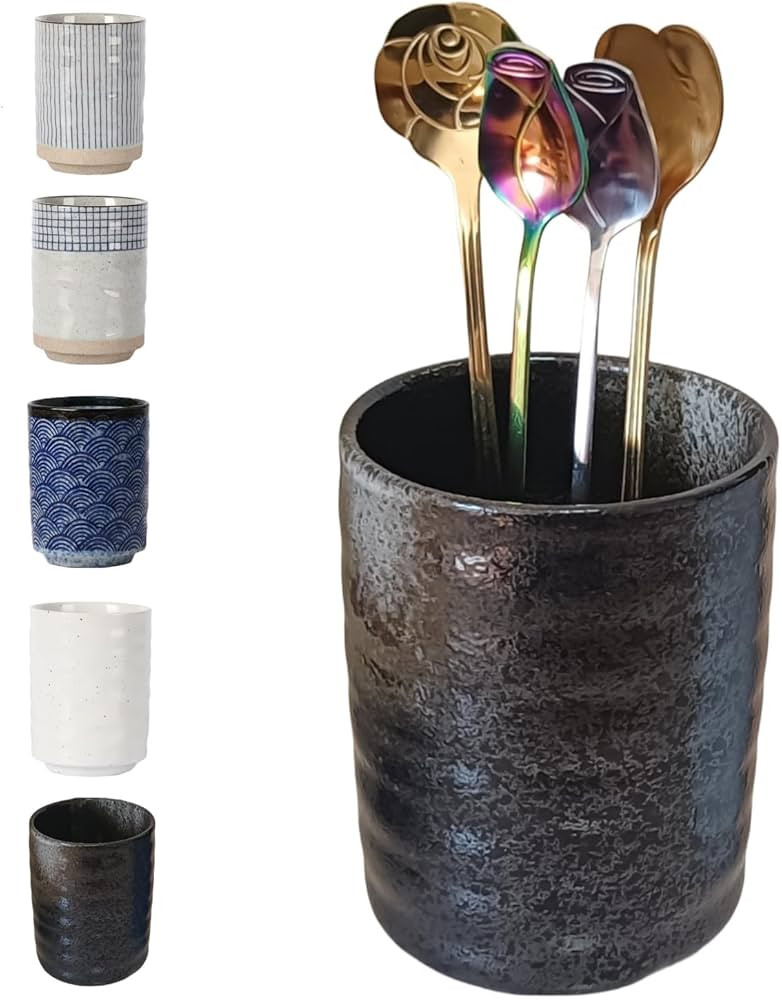 Stoneware Coffee Bar Utensil Holder Tea & Coffee Spoon & Stirrer Holder for Stir Stick Straw Teas... | Amazon (US)
