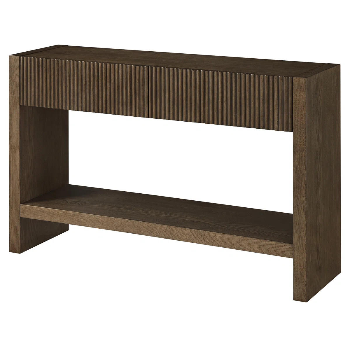 Manzanita 48" Wide Rectangular Solid Wood Fluted Console Table in Brown Oak | Wayfair North America