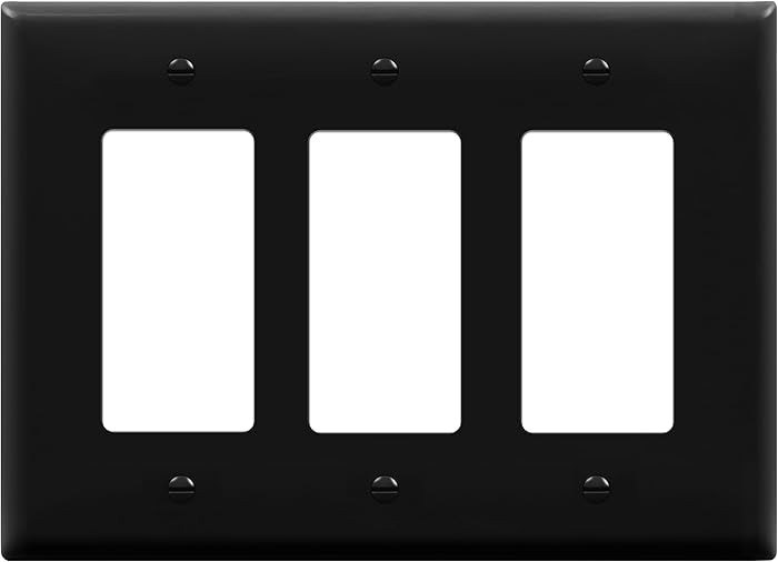 ENERLITES Triple Decorator Switch Cover, Three Outlet Wall Plate, Mid-Size 3-Gang 4.88" x 6.77", ... | Amazon (US)