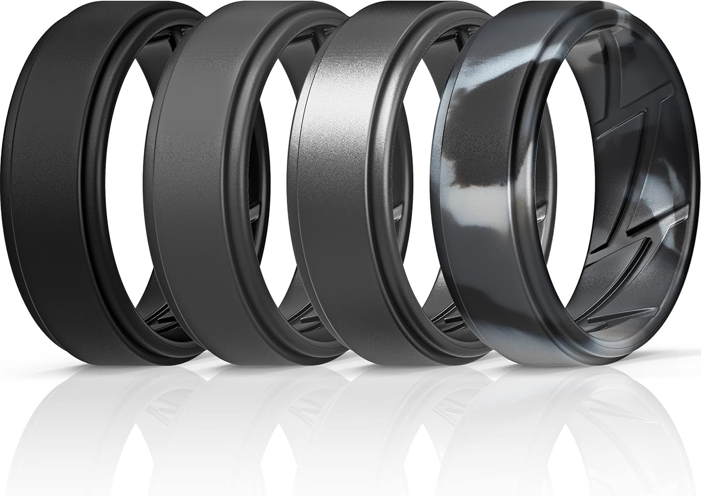 ThunderFit Silicone Wedding Rings for Men Breathable Airflow Inner Grooves - Step Edge Sleek Desi... | Amazon (US)