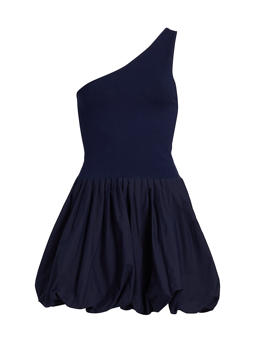Women's Calla Mixed-Media Balloon Minidress - Navy - Size XL | Saks Fifth Avenue