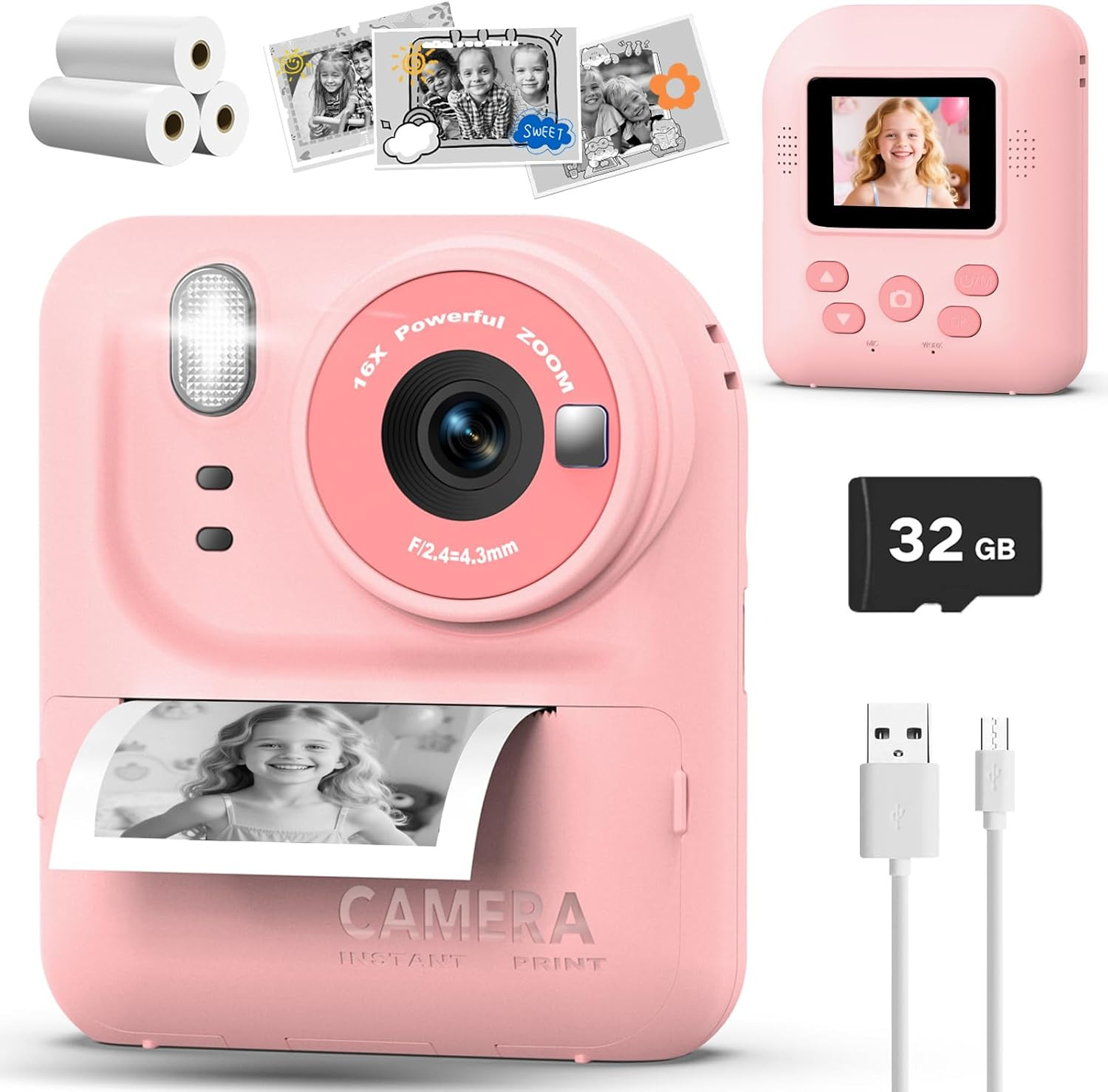 Kids Camera Instant Print Photo, Portable Thermal Printing Camera Toy with HD Digital Video, for ... | Amazon (US)