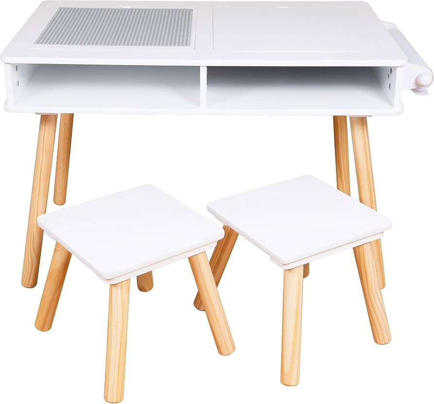 Elk and Friends Kids/Toddler Multi Activity Table with 2 Chairs | Building Blocks Desk/Table with... | Amazon (US)