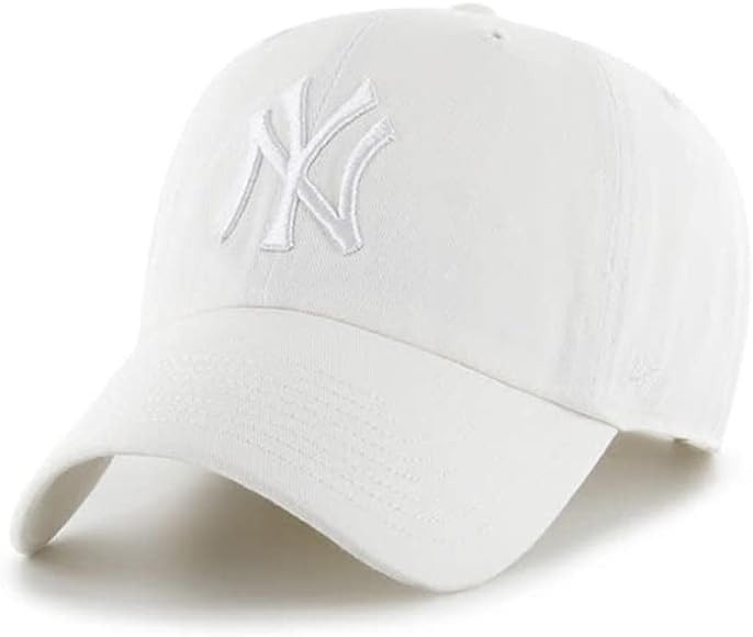 '47 New York Yankees Mens Womens Clean Up Adjustable Strapback Coconut White Hat with White Logo | Amazon (US)