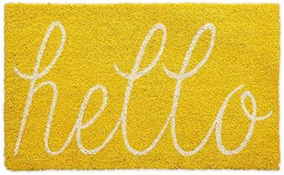 DII Hello Coir Fiber Doormat Non-Slip Durable Outdoor/Indoor, Pet Friendly, 18x30, Yellow | Amazon (US)