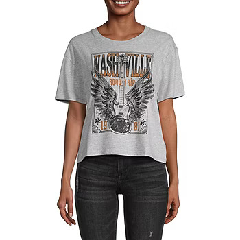 Juniors Nashville 1981 Womens Crew Neck Short Sleeve Cropped Graphic T-Shirt | JCPenney