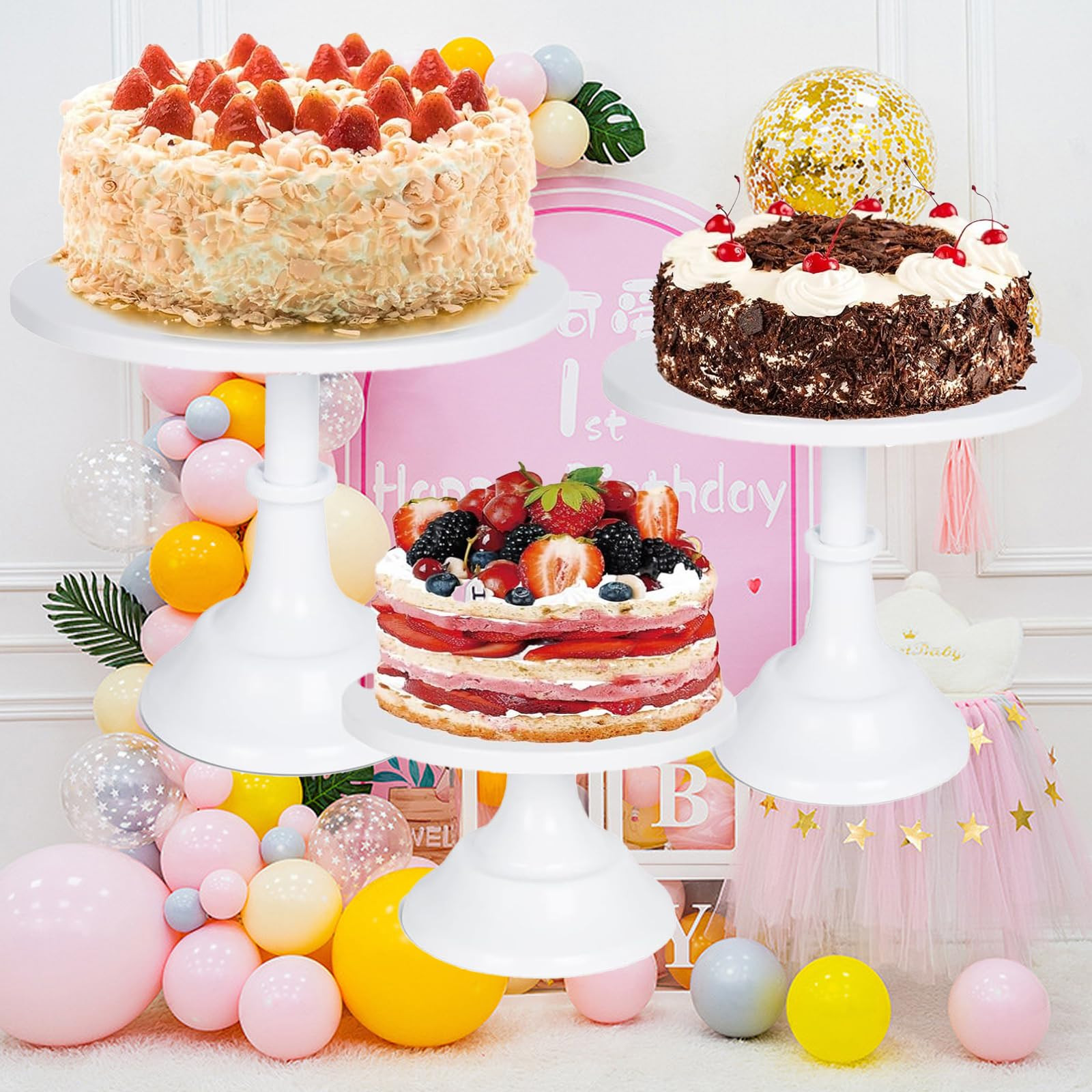 Cake Stand,3Pcs White Cake Stand Dessert Table Display Set 8" 10" 12", Cupcake&Cake Stands for Pa... | Amazon (US)