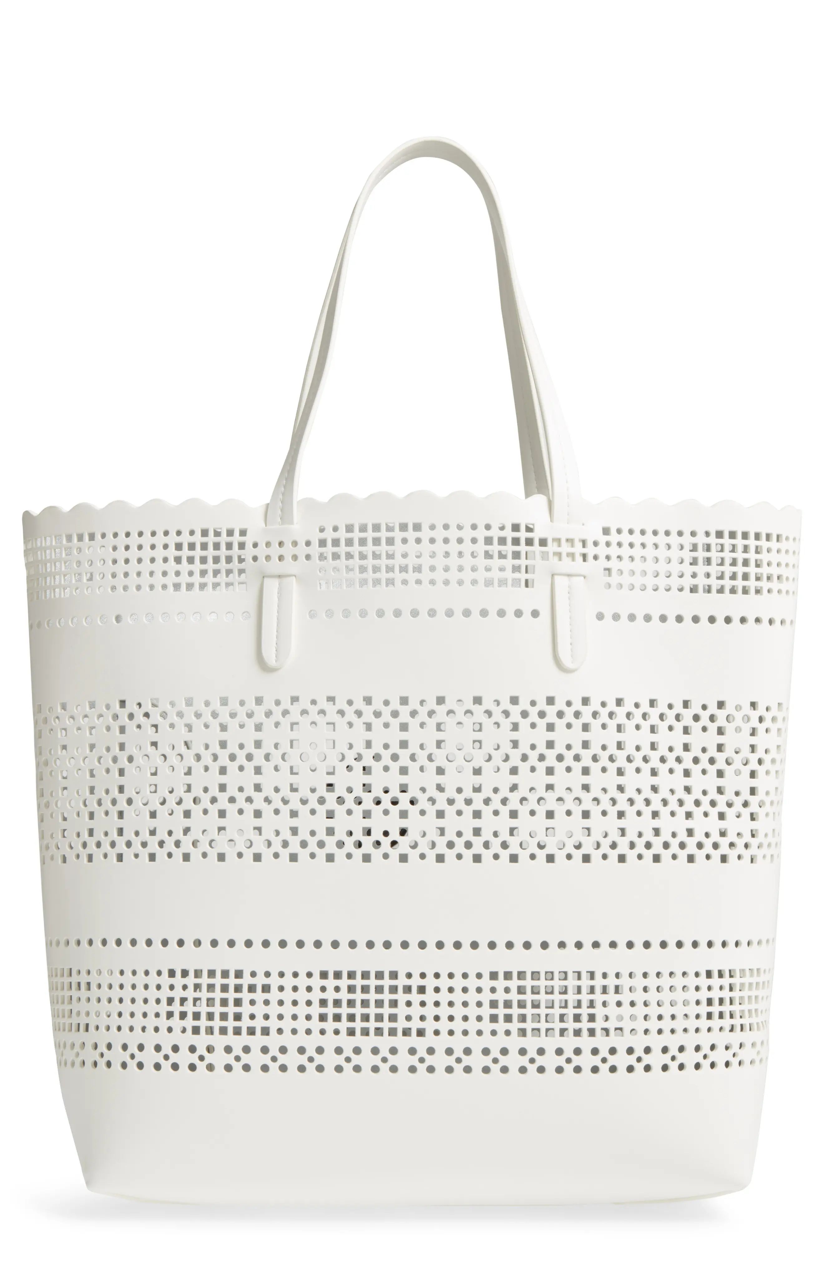 Casey Geometric Cutout Faux Leather Tote & Pouch | Nordstrom