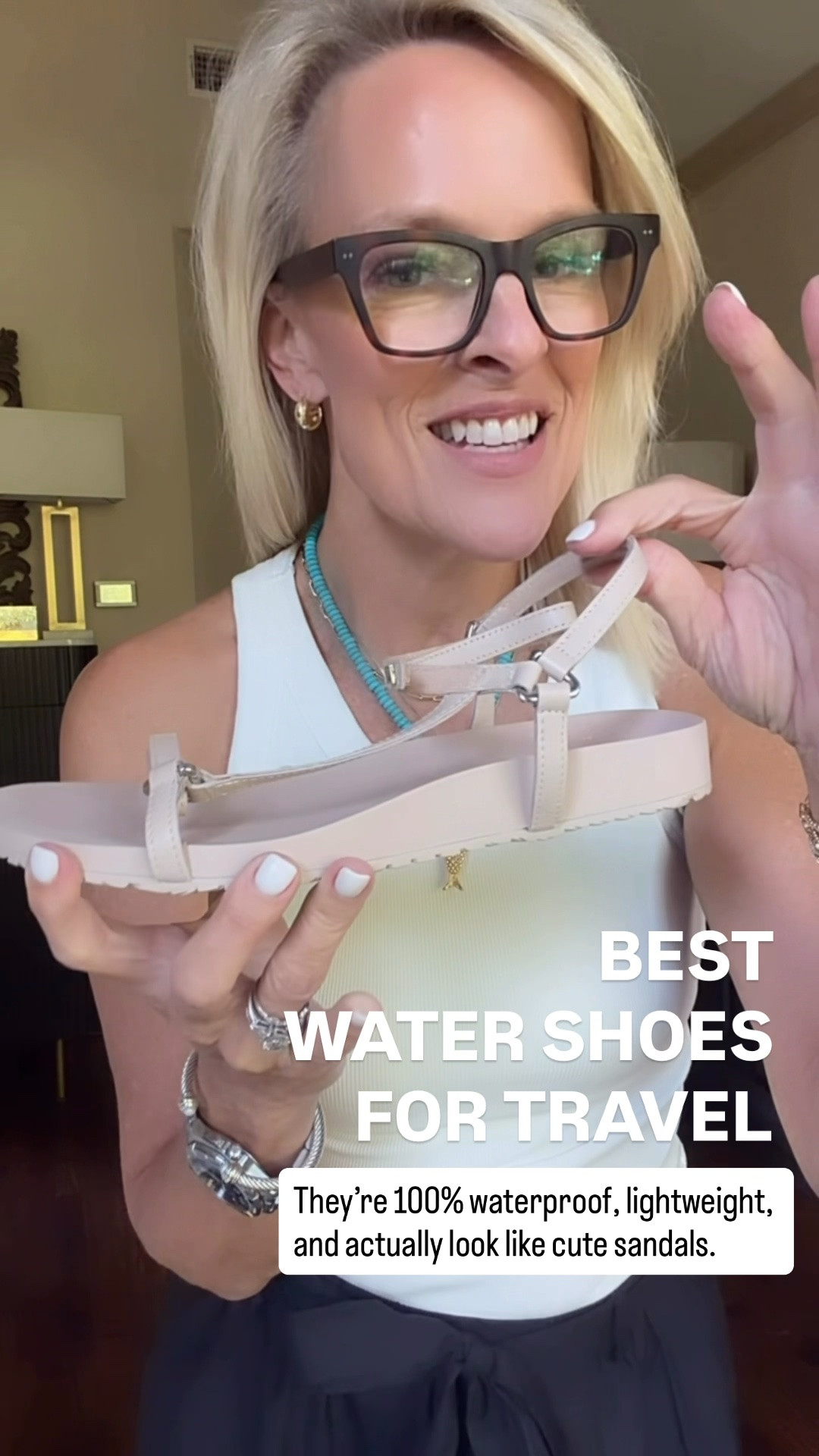 These are the best water shoes I’ve found! They’re 100% waterproof, lightweight, and actually look like cute sandals, not the bulky water shoes we all remember. The adjustable ankle strap and Velcro closures keep them secure, making them perfect for pebbly beaches, walking into the water, boat days, and sightseeing afterward. I wore them all day without changing shoes!

💡 LTK MADE EASY
❤️ Heart = Support my posts!
🔖 Save = Get sale & restock alerts
📋 Lists = Keep favorites organized
📲 Share = Send lists and products to a friend. Hello, Christmas List!
💬 Comment = Ask me anything about what I’m wearing.:-)

#LTKootd #LTKOver40 #LTKTravel