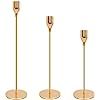 WillGail Set of 3 Gold Brass Candle Holders for Taper Candles, Decorative Candlestick Holder for ... | Amazon (US)