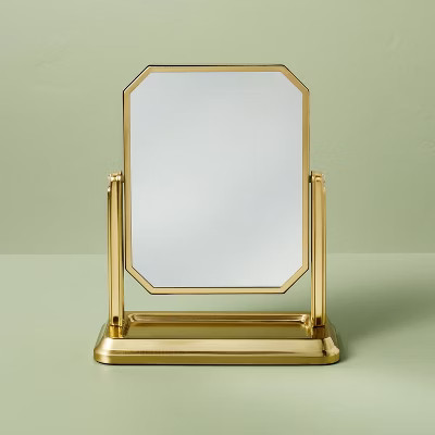 Vintage Vanity Mirror with Tray Brushed Brass - Hearth & Hand™ with Magnolia | Target