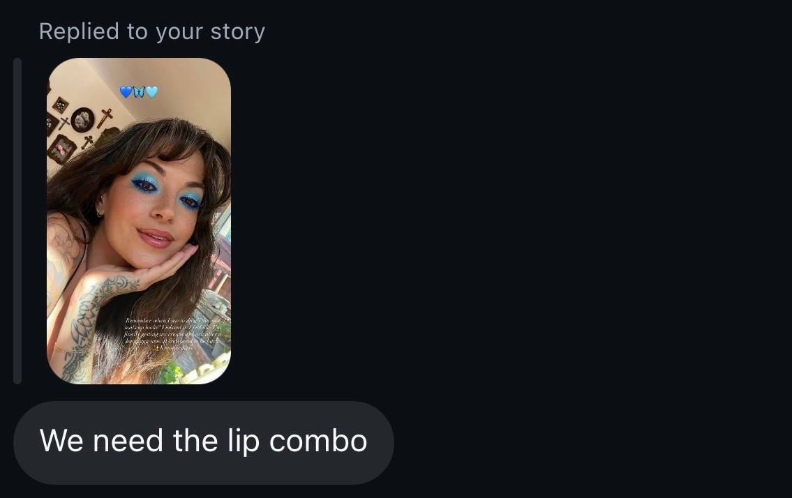 Lip combo for blue eyeshadow look