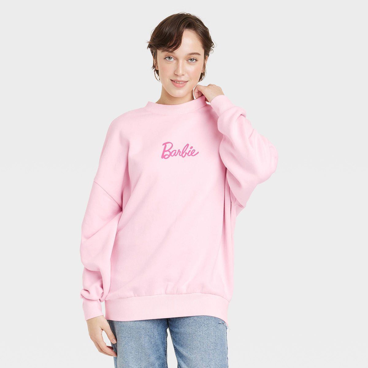 Women's Barbie X Skinnydip Photographic Graphic Sweatshirt - Pink L | Target