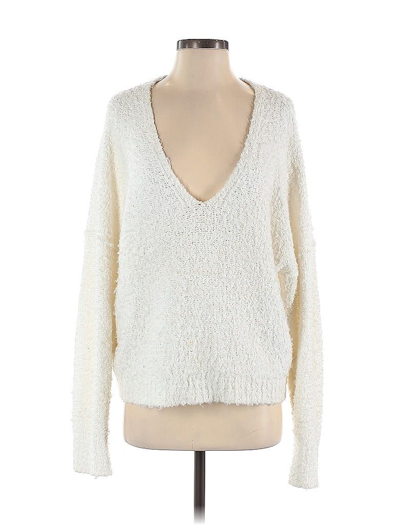 Free People Color Block Solid White Pullover Sweater Size M - 68% off | thredUP