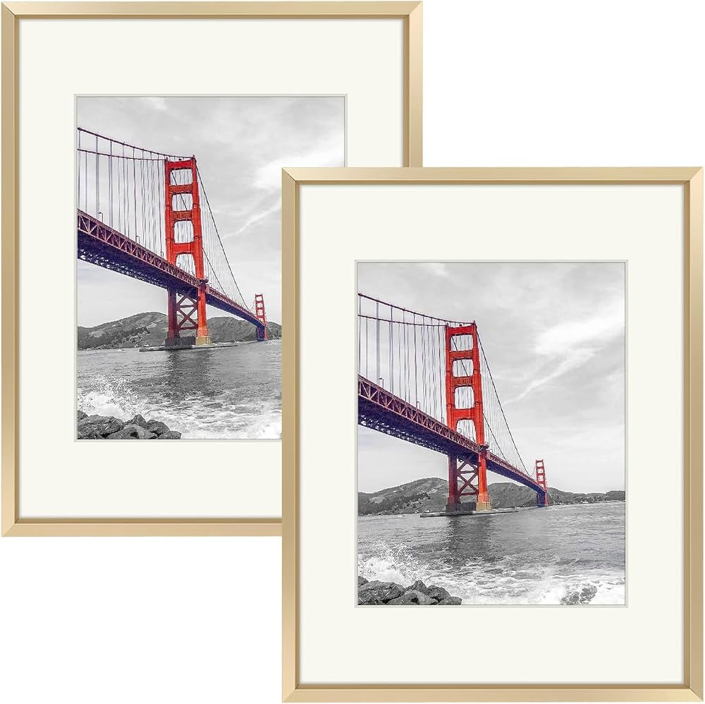 Frametory, 11X14 Aluminum Photo Frame with Ivory Color Mat for 8X10 Picture & Real Glass, Metal P... | Amazon (US)