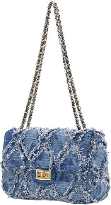 Milisente Women Shoulder Bag Small Quilted Denim Bag Chain Clutch Purses and Handbags Or Crossbod... | Amazon (US)