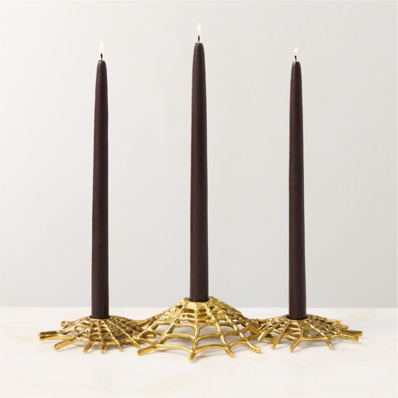 Cipher Brass Spiderweb Taper Candle Holder | CB2 | CB2