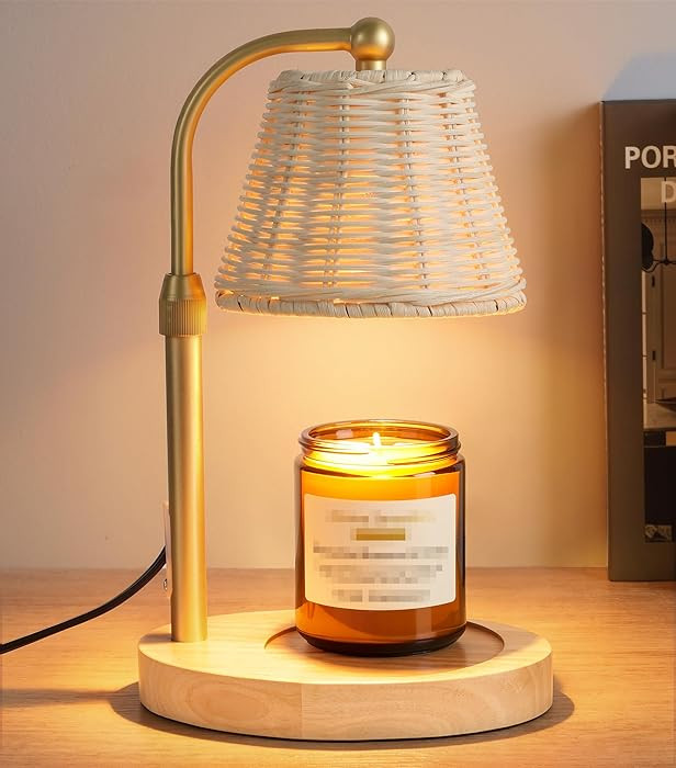 Candle Warmer Lamp with Timer Dimmer, Natural Weaving Boho Candle Lamp Birthday Gifts for Women, ... | Amazon (US)
