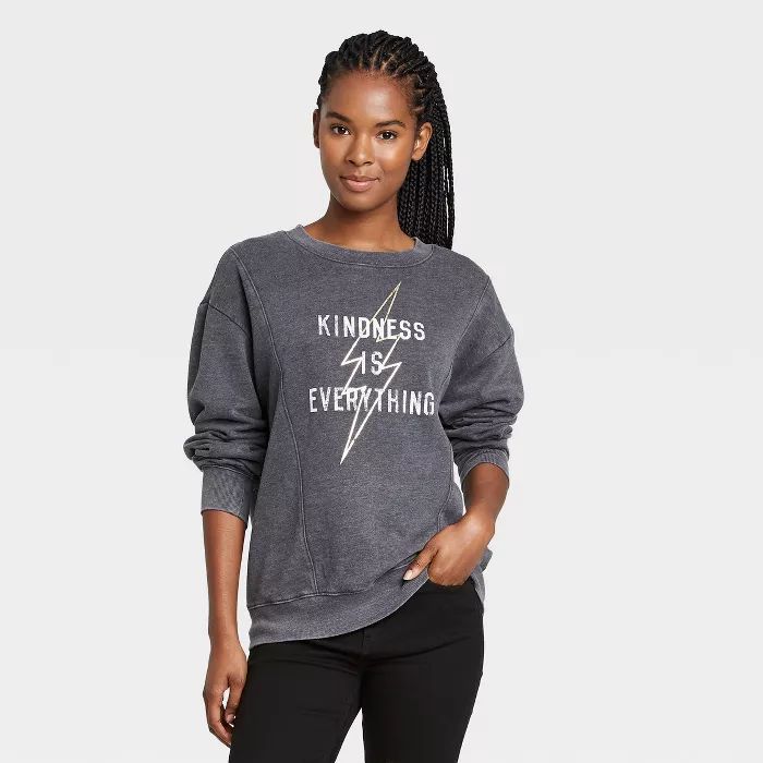 Women's Kindness Is Everything Graphic Sweatshirt - Charcoal | Target