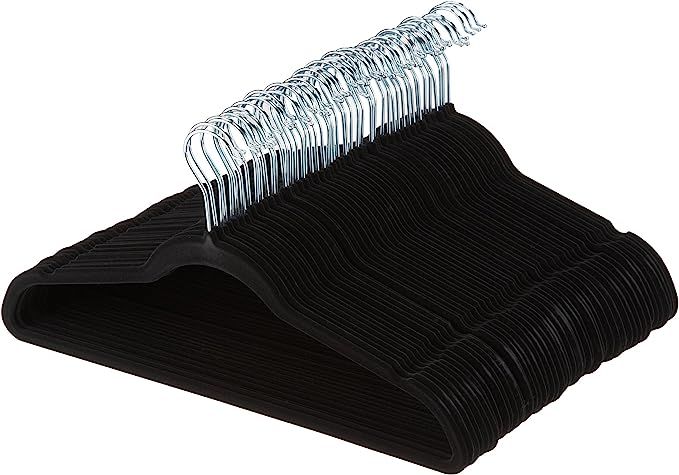 AmazonBasics Velvet Suit Clothes Hangers, 100-Pack, Black | Amazon (US)