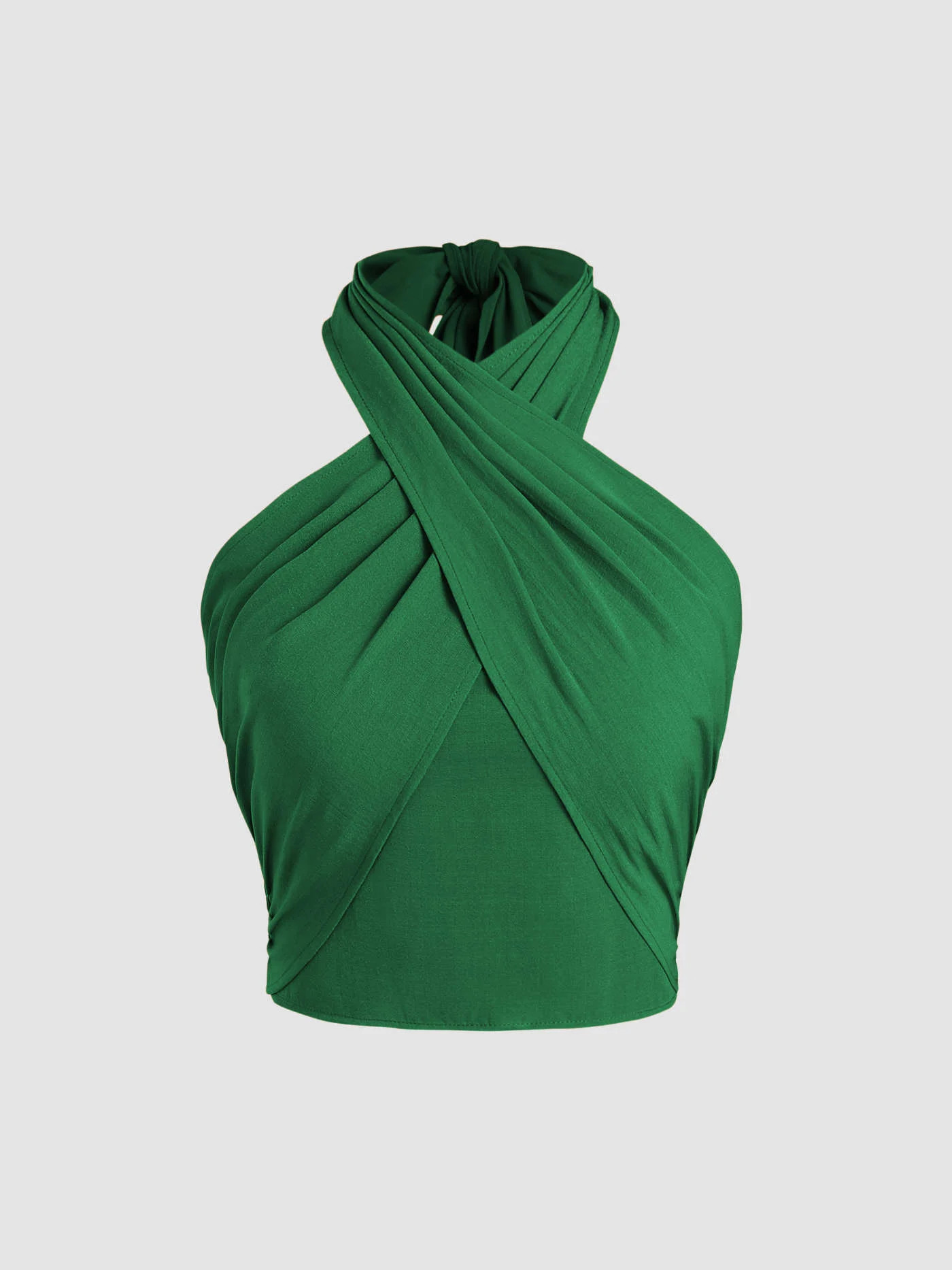 Cross Halter Shirred Back Crop Top | Cider