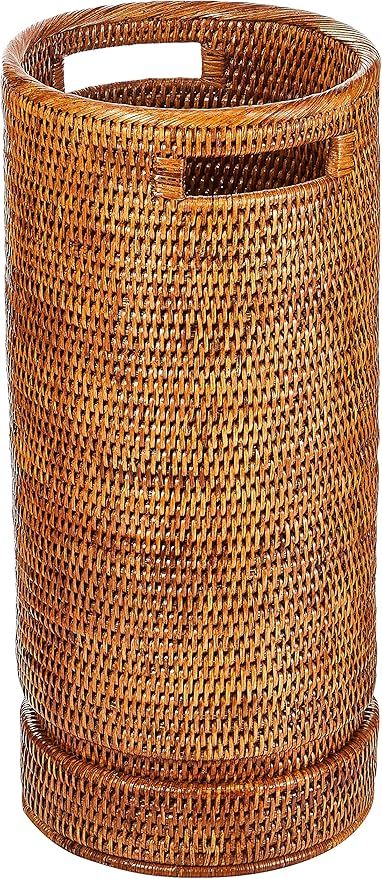 Kouboo 1060070 La Jolla Rattan Round Umbrella Stand with Water Catch, Honey Brown | Amazon (US)