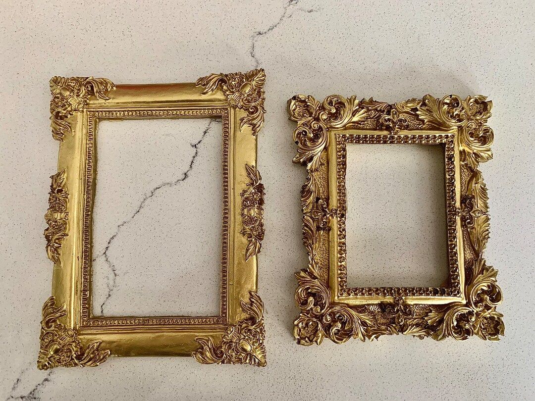 Read Description. Smaller Frames.set of Two Gold Ornate Resin Frames. Photography Props Styling F... | Etsy (US)
